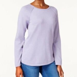Karen Scott lavender rounded neck knit sweater. Size 1x. New with tags